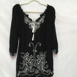 Krista Lee Black Embroidered Women's Top